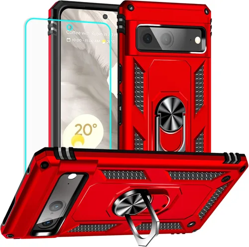 Vista 21 de Yiakeng Funda para Google Pixel 7: con protector de pantalla, fundas protectoras de grado militar con soporte de anillo de dedo para Pixel 7
