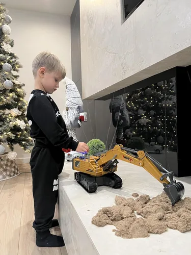 Vista 9 de KIDMARKT Juguete grande de excavadora de control remoto de 21 pulgadas con cubo de metal y hoja topadora, juguetes de excavadora RC de 15 canales