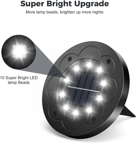 Vista 6 de Brightown Luces Solares Exteriores Impermeables, 12 Paquetes de Luces LED Solares Empotradas para Patio, Jardín, Césped, Terraza, Exterior, Sendero