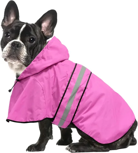 Vista 14 de Impermeables Reflectantes Impermeables para Perros - Chaqueta de Lluvia Ajustable para Cachorros, Chubasqueros Ligeros con Capucha para Perros