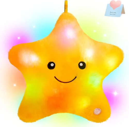 Vista 10 de WEWILL Almohada de felpa suave con estrella brillante LED de 9'' de la marca Wewill, almohada de peluche con luz estelar iluminada con luces