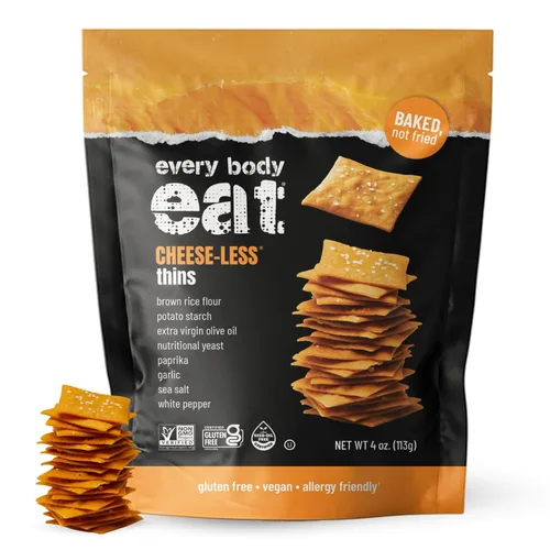 Vista 8 de Every Body Eat Snack Cracker Thins, sin queso, sin gluten, vegano, sin lácteos y sin aceite de semillas, 4 onzas