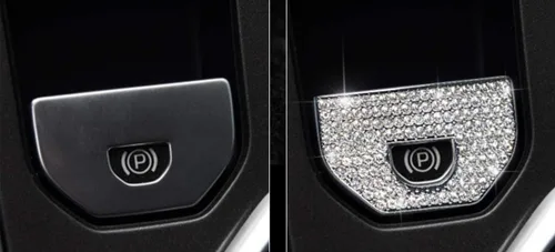 Vista 6 de Compatible con Range Rover Evoque 2013-2019 Accesorios Bling Embalaje Modo de Conducción Calcomanías de diamantes de imitación para mujeres (Plata)