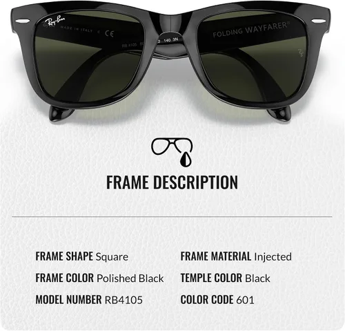 Vista 3 de Ray-Ban RB4105 WAYFARER FOLDING CLASSIC - Gafas de sol de forma cuadrada con kit oficial de gafas