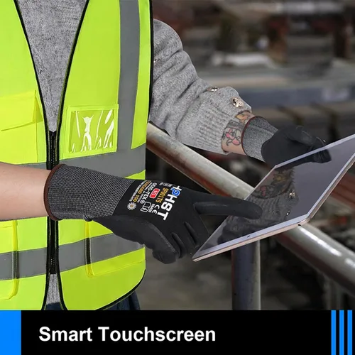 Vista 3 de Safety Work Gloves, SF001, Comfort Stretch Fit, Power Grip, Smart Touch, Durable Foam Coated, 3Pairs & 12Pairs