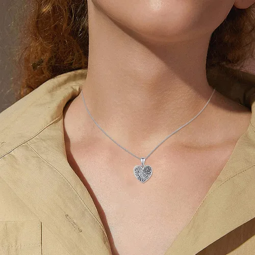 Vista 6 de Collares de medallón con imágenes de plata de ley 925, collar con medallón de corazón que sostiene fotos, joyería conmemorativa, regalos de joyería