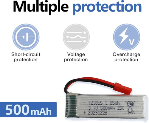 Vista 5 de batería de iones de litio recargable de 3.7V 500mAh con el conector de JST para los productos electrónicos
