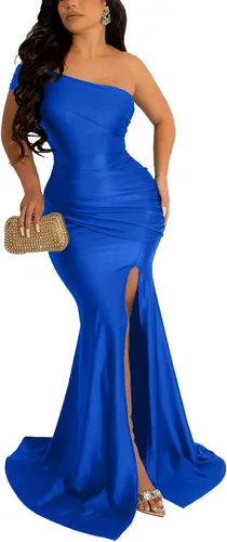 Vista 6 de LYANER Vestido largo de cóctel de una manga con hombros descubiertos y elegante para mujer