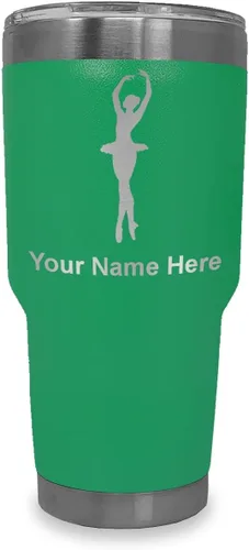 Vista 21 de LaserGram Vaso aislado al vacío de 20 onzas, bailarina de ballet, grabado personalizado incluido (negro)