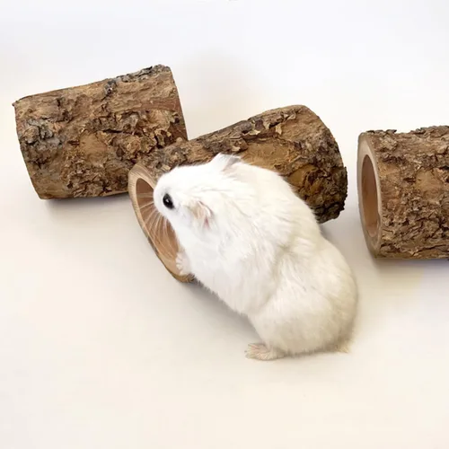 Vista 5 de 3 piezas de juguete de túnel de hámster de madera natural de manzana, escondite de hámster para hámsters, ratones, jerbos, ratas, accesorios