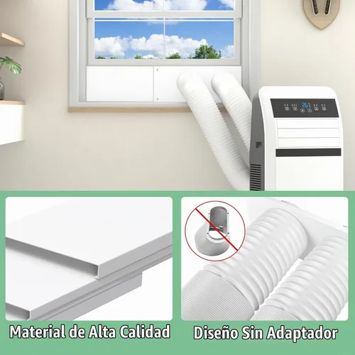Vista 4 de Kit de sellado de ventana de aire acondicionado portátil de doble manguera, kit de ventilación de ventana ajustable de 5 pulgadas de diámetro