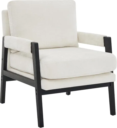 Vista 13 de Roundhill Furniture Kelly Mid-Century - Sillón tapizado de chenilla, color azul