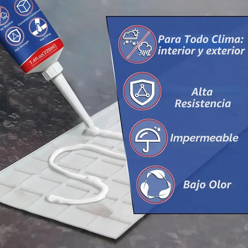 Vista 2 de Yeardera Adhesivo de construcción resistente, tubo de compresión de 7.4 onzas de pegamento de cemento, pegamento de construcción versátil