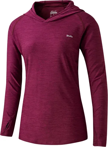 Vista 25 de Willit - Sudadera con capucha y protección solar FPU 50+ para mujer, camiseta de manga larga con FPS, ligera, para exteriores, senderismo, pesca
