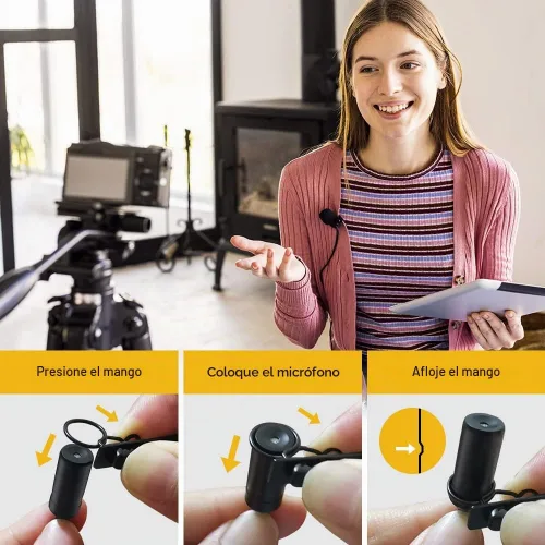 Vista 7 de MAONO Micrófono USB Lavalier, 192KHZ/24BIT Enchufa y usa Omnidireccional Micrófono de solapa Clip de collar de camisa para PC, computadora, Mac