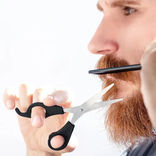 Vista 4 de Cortapelos y recortadora de barba para hombres, kit de peluquero con cable, tijeras para bigote