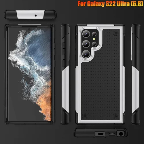 Vista 8 de Funda resistente para Samsung Galaxy S22 Ultra de 6.8 pulgadas, 4 esquinas con bolsas de aire [protección contra caídas de 12 pies], agarre