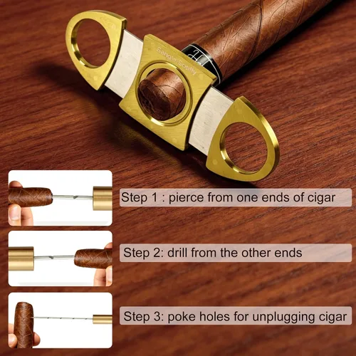 Vista 5 de SANGLE SOPFFY 2-Piece Cigar Draw Enhancer & Nubber Set with Wooden Case - Cigar Accessories (1PC)