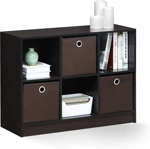 Vista 24 de Furinno PELLI - Estantería de 2 cubos con cubos abiertos y cerrados, armario organizador de almacenamiento de 2 x 1, 12.2 x 11.6 x 24.2, para sala