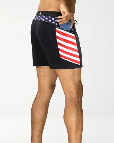 Vista 2 de Anthem Athletics Hyperflex - Pantalones cortos de entrenamiento para hombre Bandera negra y americana G2