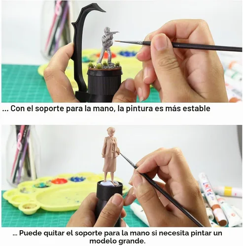 Vista 6 de Mango de Pintura WH01 para Miniaturas de Juego de Guerra con Bases de Modelo (Negro)