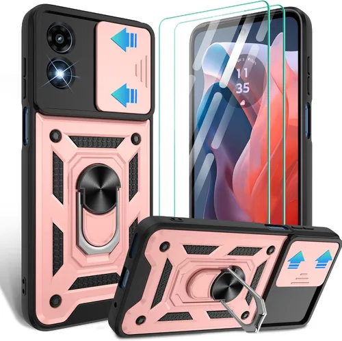 Vista 47 de Gritup Funda para Moto G Stylus 5G-2021 con cubierta deslizante para cámara 1 paquete de protectores de pantalla HD Soporte de metal giratorio