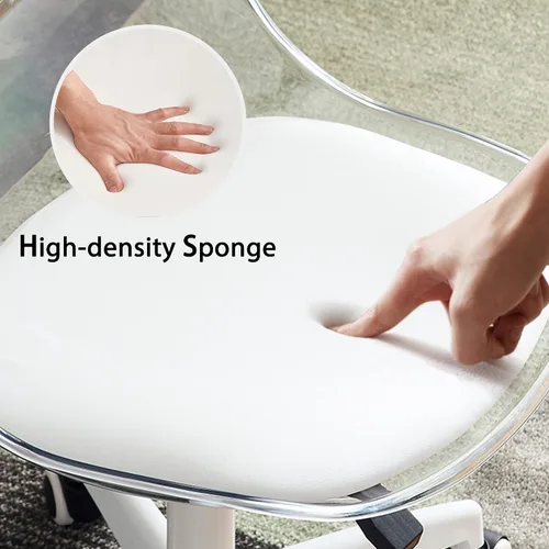 Vista 8 de Silla de plástico, silla giratoria ajustable con respaldo giratorio sin brazos de plástico, silla ergonómica de escritorio para computadora
