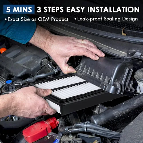 Vista 4 de KURIMUP Filtro de aire de repuesto para motor CA11476, la filtración eficiente ofrece un 99% de purificación de aire, apto para Honda Accord L4 2.4L