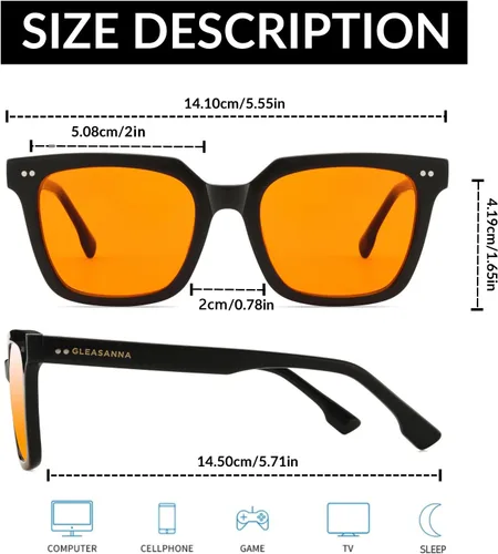 Vista 3 de 99.9% Blue Light Blocking Glasses, AR Coating, Computer Screens Gaming for Men Women, Stop Eyestrain, Better Sleep