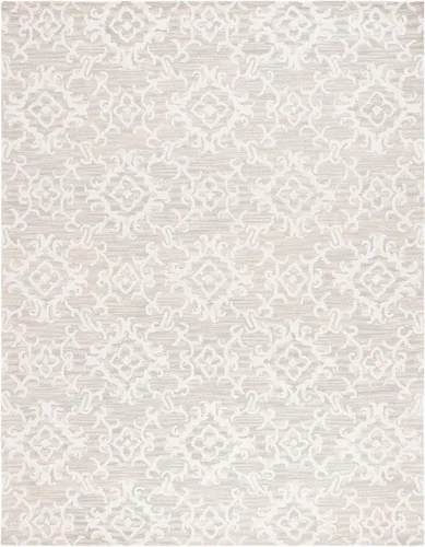 Vista 12 de SAFAVIEH Blossom Collection BLM104A - Alfombra decorativa de lana de alta calidad, hecha a mano, 2 x 3 pies, color gris/marfil