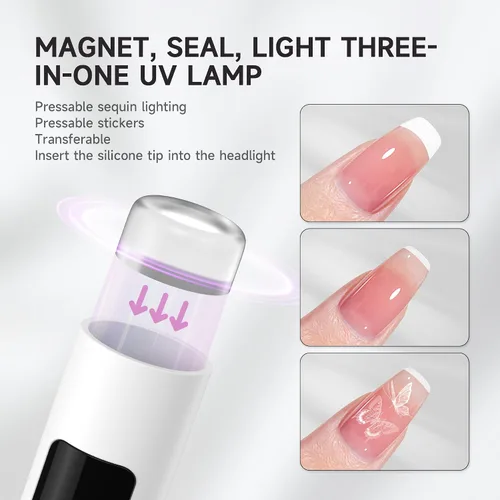 Vista 8 de Halmai Lámpara de uñas UV de mano para esmalte de gel, mini luz roja portátil con LED, secadora USB recargable inalámbrica, herramienta de salón