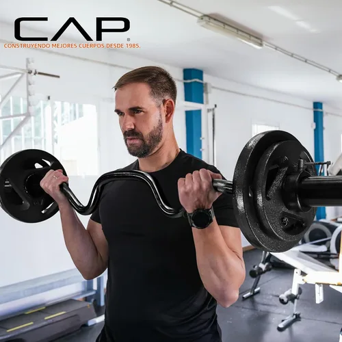 Vista 7 de CAP 48" Olympic Super Curl Bar Heavy Duty Solid Steel, 500 lb Capacity Negro