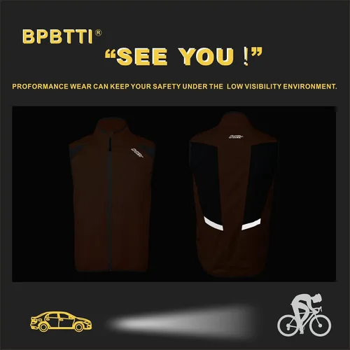 Vista 6 de bpbtti Chaleco de ciclismo para hombre, rompevientos sin mangas con dos bolsillos laterales (2.0), resistente al viento, transpirable y reflectante