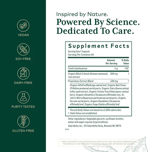 Vista 2 de GAIA HERBS PRO Fórmula de apoyo femenino – Apoya las fluctuaciones saludables del síndrome premenstrual y la menopausia con hoja de alfalfa