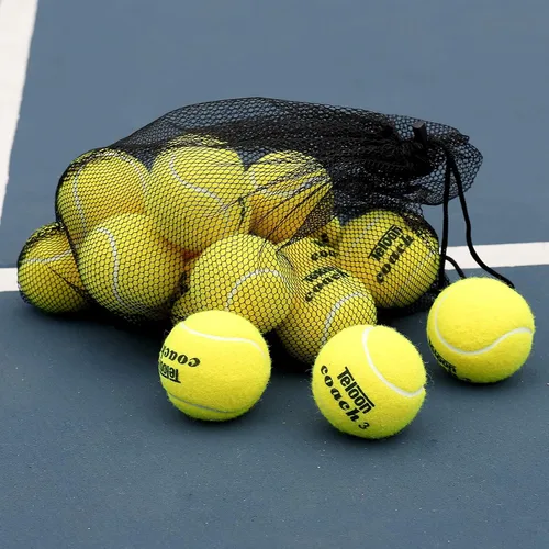 Vista 9 de Teloon Pelotas de tenis de entrenamiento de presión, bolsa de transporte de malla de 12 o 18 unidades, 4 colores disponibles, pelotas de tenis sin