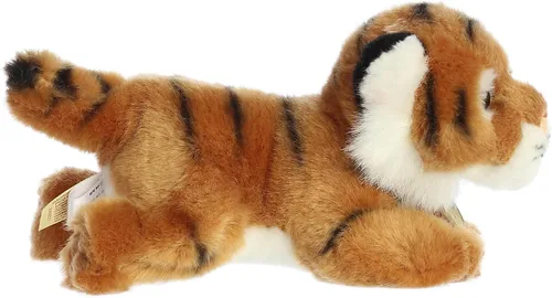 Vista 3 de Aurora® Adorable tigre de bengala de peluche Miyoni®, detalle realista, compañía entrañable, marrón, 8 pulgadas