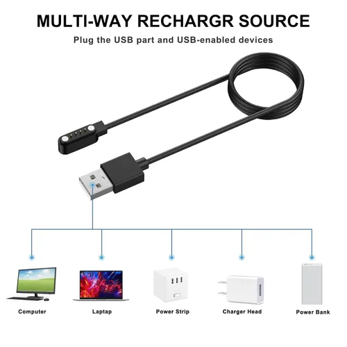 Vista 6 de Meliya Cable de carga magnético de repuesto para auriculares de conducción ósea, cable de carga USB para interfaz de 4 pines Auriculares