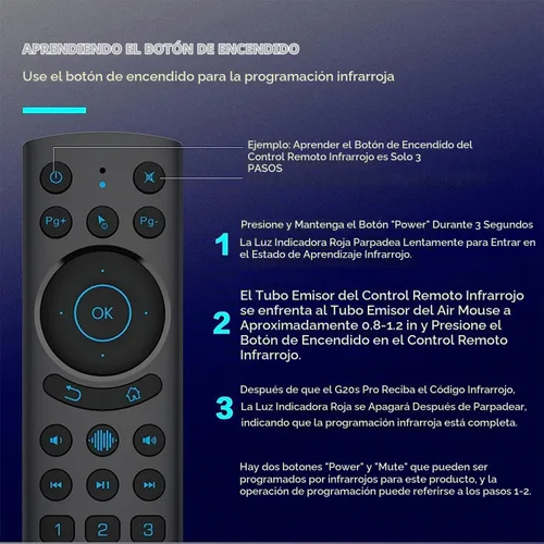 Vista 6 de G20BTS Plus Wireless Bluetooth 5.0 Control remoto retroiluminado por voz Soporte 2.4G Giroscopio USB IR Learning Control remoto para Android TV Box