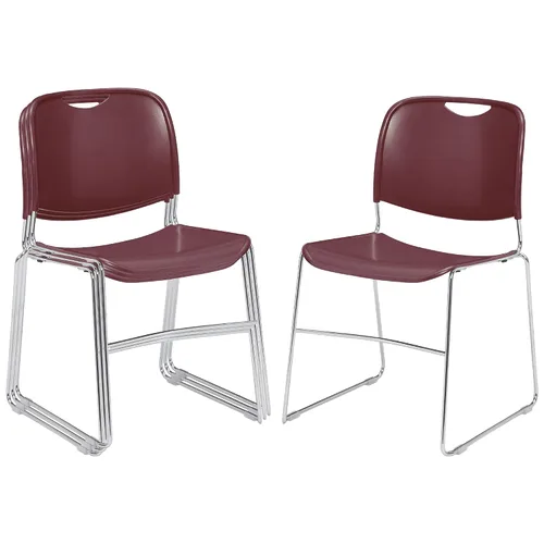 Vista 9 de OEF Furnishings OEF8502/4 Silla apilable con base de trineo de plástico ultracompacta (gris oscuro, paquete de 4)