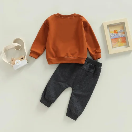 Vista 3 de Conjunto de ropa para bebé recién nacido, sudadera de manga larga y pantalones, para otoño e invierno, 2