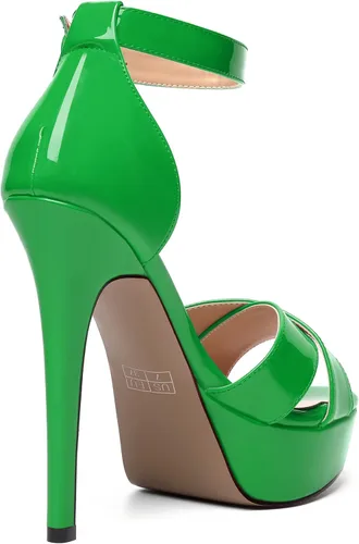 Vista 61 de MODENCOCO Sandalias de boda con correa de tobillo sexy para mujer, con plataforma y puntera abierta, tacón de aguja y tacón alto, zapatos de vestir