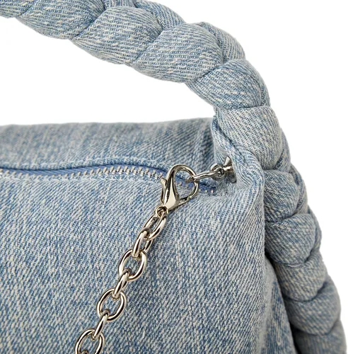 Vista 5 de Bolso de mano de mezclilla para mujer, bolso de mano tejido a mano, bolso cruzado casual, bolso de hombro, bolso de mensajero de cadena de moda