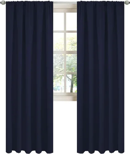 Vista 13 de LA PALMA Cortinas opacas con bolsillo para cortinero para sala de estar, bloqueo de luz, aislamiento térmico, reducción de ruido, cortinas de Aqua