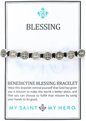 Vista 2 de Pulsera de bendición tejida a mano con abalorios de metal benedictino metal común Plateado BBS-101