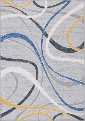 Vista 8 de SAFAVIEH Odyssey Collection - Alfombra de pasillo de 2 pies 2 pulgadas x 8 pies, marfil azul y dorado, diseño abstracto moderno, ideal para zonas