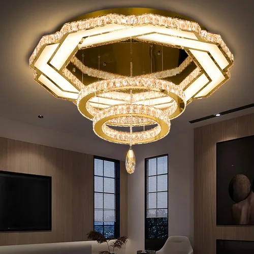 Vista 13 de Flashing God Candelabros de cristal modernos de 12 pulgadas, lámpara de techo de montaje empotrado, mini lámpara LED regulable para pasillo, lámpara