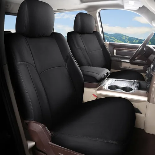 Vista 2 de Coverado Chevy Silverado - Juego completo de fundas de asiento de lona impermeables, apto para Silverado GMC Sierra 2007-2013 y 2019-2025 1500 Negro
