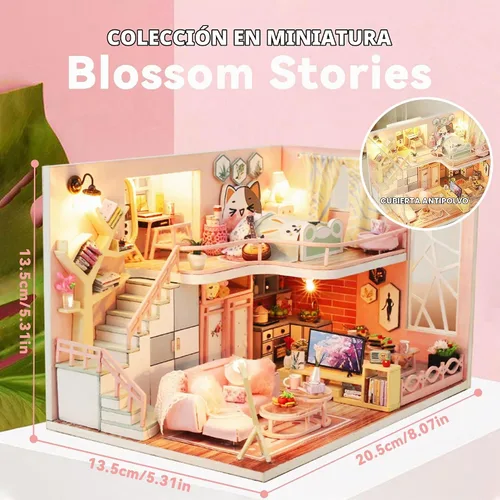 Vista 2 de Flever Casa de Muñecas en Miniatura Kit DIY para Casa Creativa con Muebles para Regalo Romántico de San Valentín (Historias de Flores)