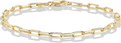 Vista 3 de PAVOI Pulsera ajustable chapada en oro de 14 quilates con clipbordilloFigaro para mujer