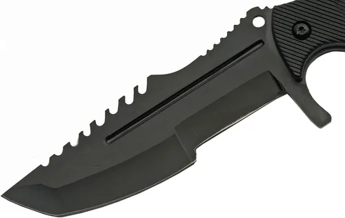 Vista 3 de Szco Supplies 8.5 "Negro Acabado Espiga Completa Hoja Fija Sierra Back Tracker Survivor Cuchillo Con Vaina